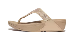 LULU CRYSTAL SANDALI INFRADITO IN PELLE METALIZZATA CON BRILLANTINI LATTE BEIGE
